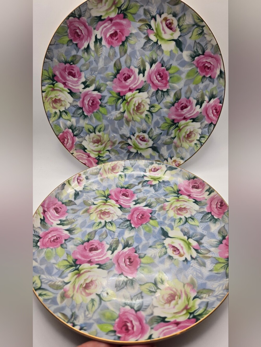 Vintage Norcrest Fine China plates from Japan "chintz" Floral Pattern Set Of 2